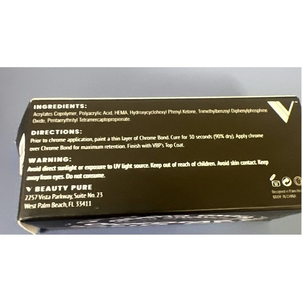 V Beauty Pure Chrome Bond UV/LED‎ .5 Oz New In Open Box Nail Polish